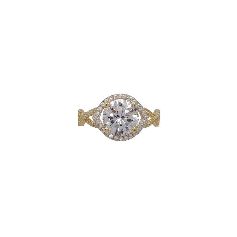 women's rings with engagement style -Eye CZ Halo Ring (14K)