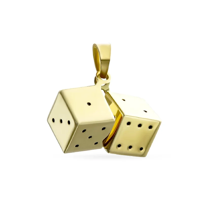 women's necklaces with twisted gold -Genuine 14K Gold Pendant Necklace with Lucky Gambler Dice - No Chain Included