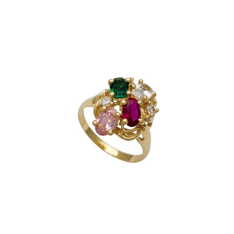 women's rings with opal stone -Multicolor Flower Lady Ring (14K)