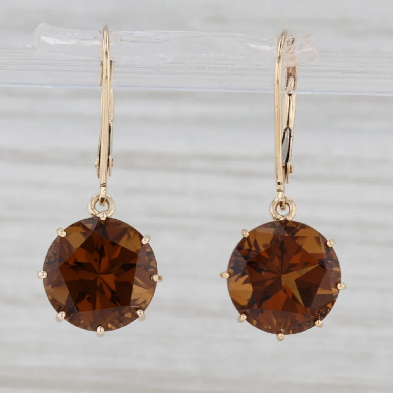 women's earrings with artistic accents -10ctw Citrine Dangle Earrings 14k Yellow Gold Orange Drops