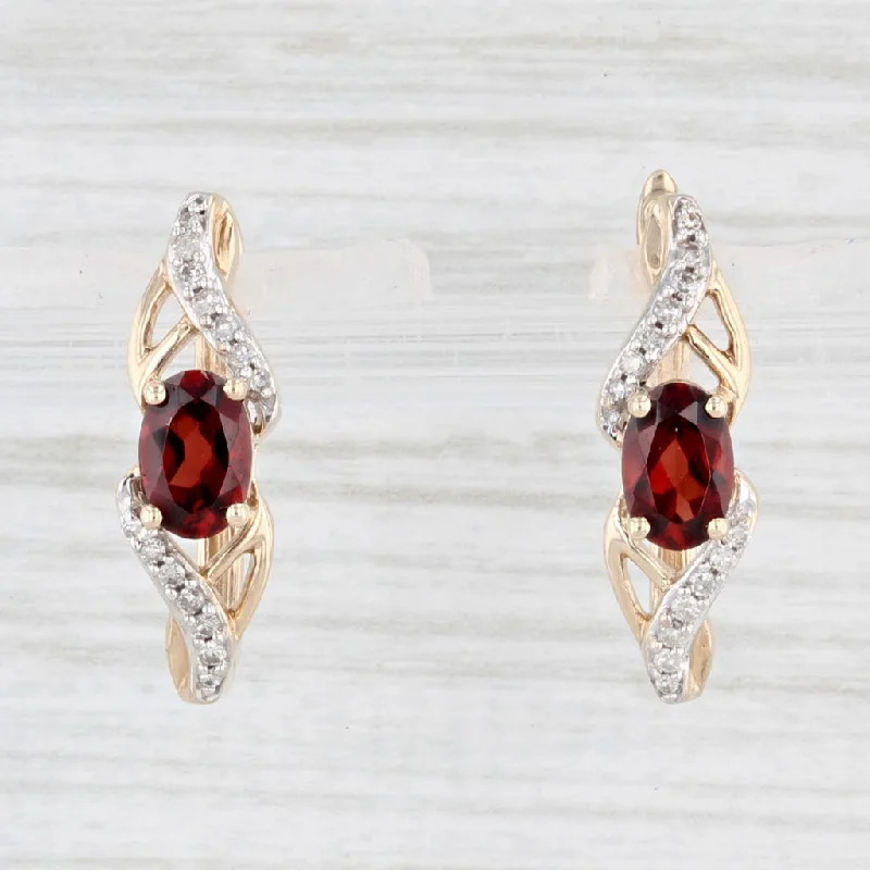 women's earrings with ruby -1.38ctw Garnet Diamond Earrings 10k Yellow Gold Lever Back Drops