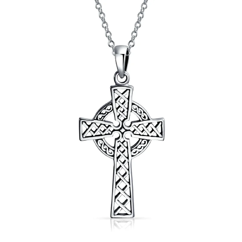 women's necklaces with cubic zirconia -Vintage Viking Love Knot Celtic Cross Pendant Necklace Sterling Silver Teens