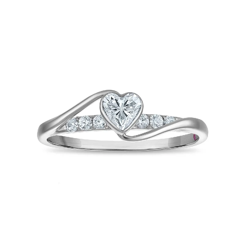 women's engagement rings with pave diamonds -LoveSong EcoLove 3/8 CTW Lab Grown Diamond Promise Ring in 10KT White Gold