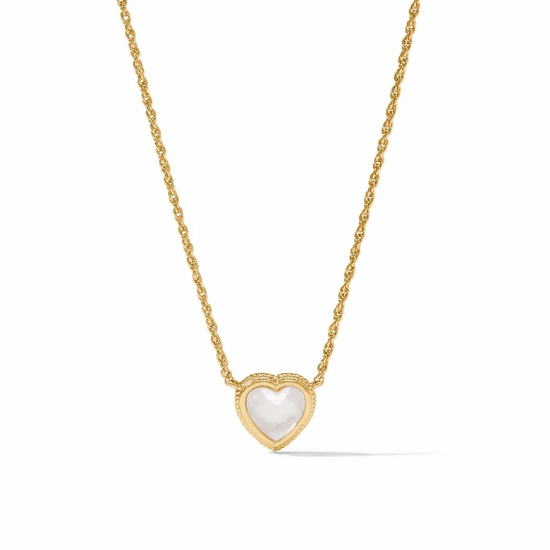 women's necklaces gold -Heart Delicate Necklace Iridescent Clear Crystal