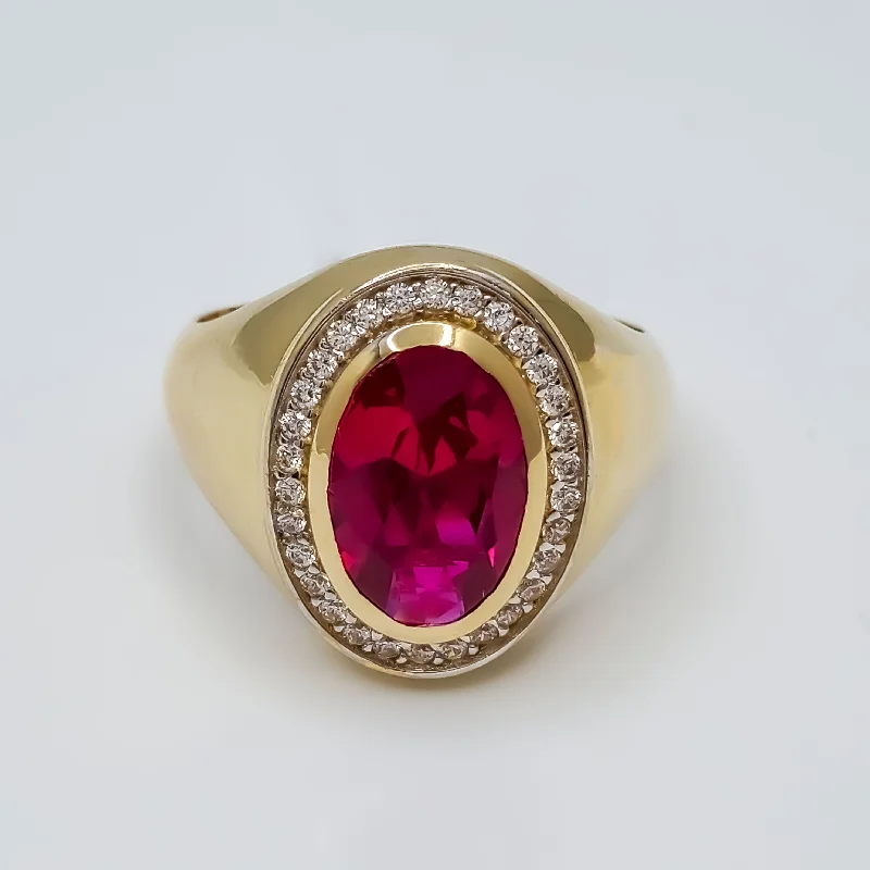 women's rings with large gemstone -Fuchsia Oval Shape Ring (14K)