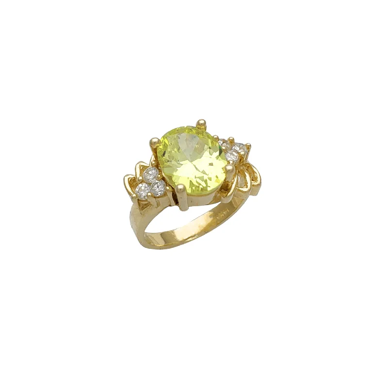 women's rings with matching earrings -Light Green Zirconia Fancy Lady Ring (14K)