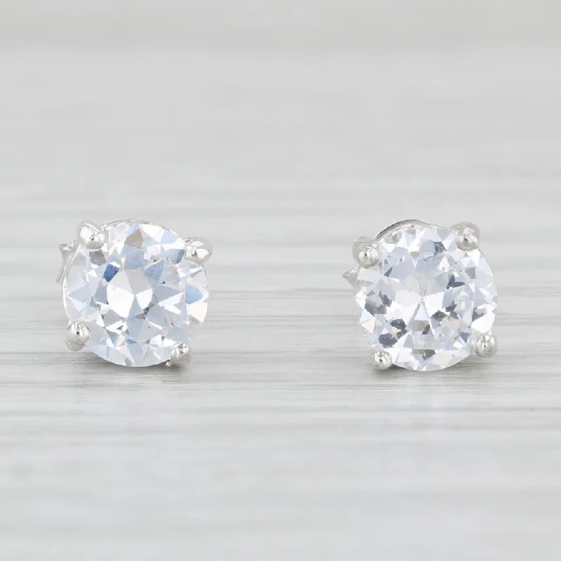 women's earrings gold -1.52ctw Cubic Zirconia Stud Earrings Sterling Silver Round Solitaire Studs