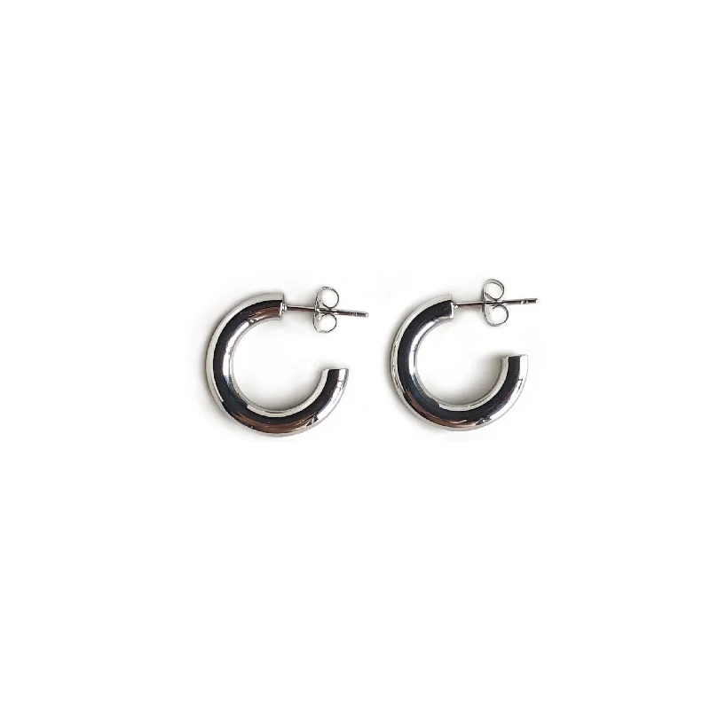 women's earrings with statement studs -Small Tube Hoop Studs