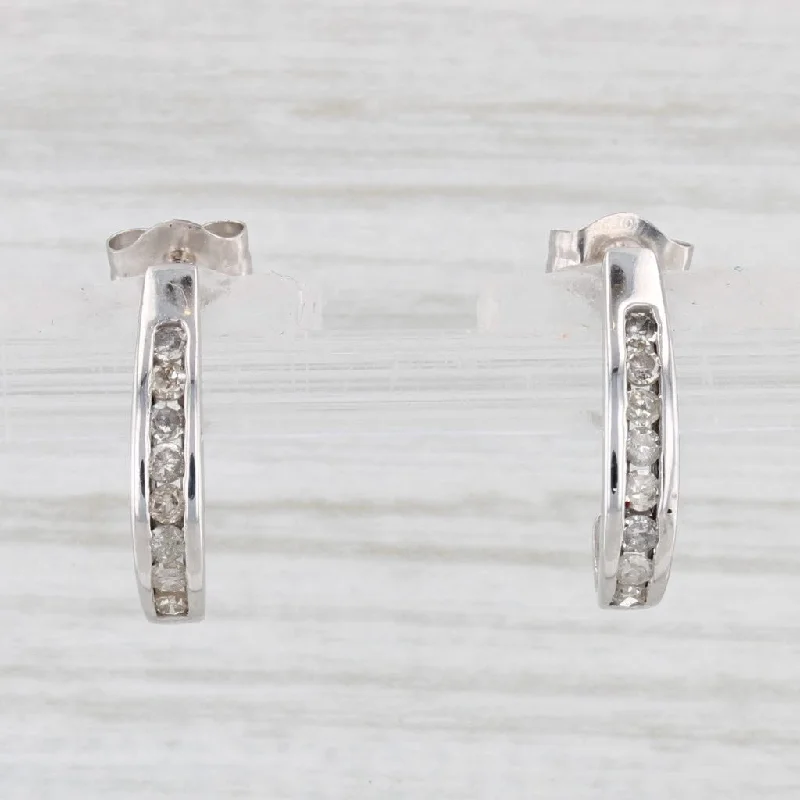 women's earrings with multi-stone accents -0.24ctw Diamond J-Hook Journey Earrings 10k White Gold Pierced Drops