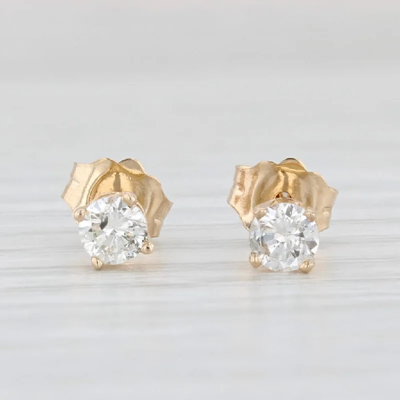 women's earrings with bold design -0.33ctw Solitaire Diamond Stud Earrings 14k Yellow Gold Round Studs