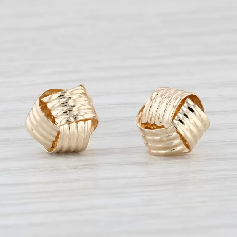 women's earrings with fine details -Small Knot Stud Earrings 14k Yellow Gold