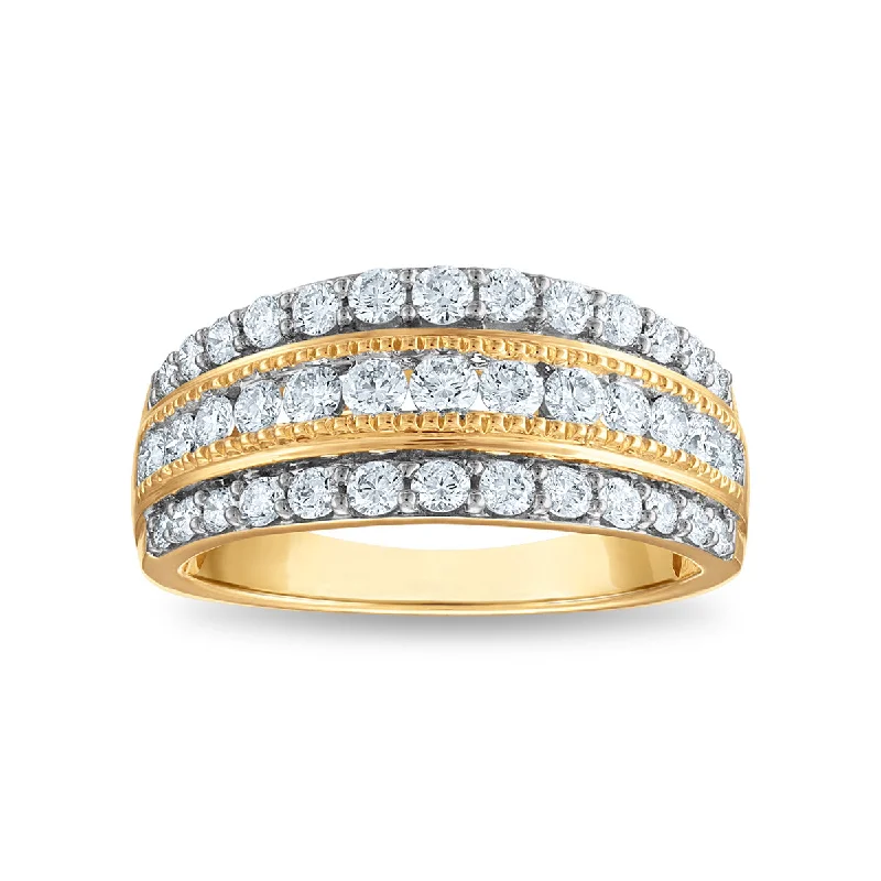 women's engagement rings with matching bands -EcoLove 1 CTW Lab Grown Diamond Anniversary Ring in 10KT Yellow Gold