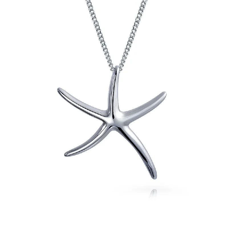 women's necklaces with unique charms -Hawaii Ocean Starfish Pendant Necklace in Sterling Silver for Teens