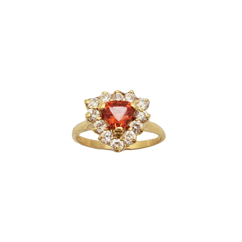 women's rings with sapphire -Red Cz Triangle Lady Ring (14K)