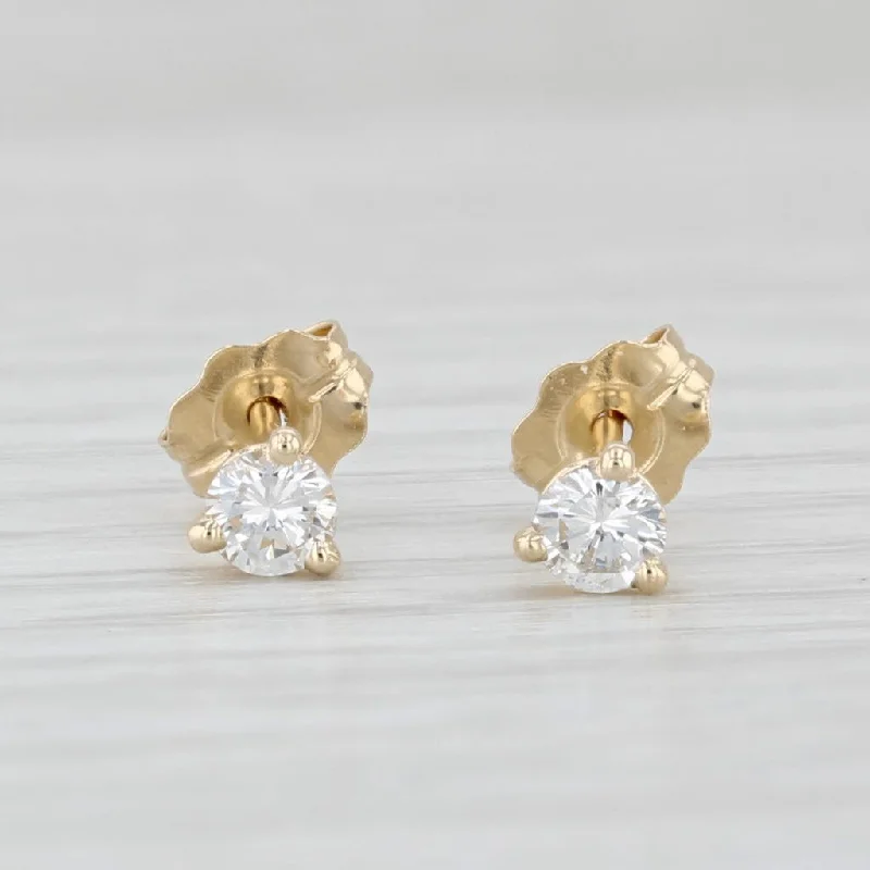 women's earrings with trendy design -New 0.20ctw Diamond Stud Earrings 14k Yellow Gold Round Solitaire Studs