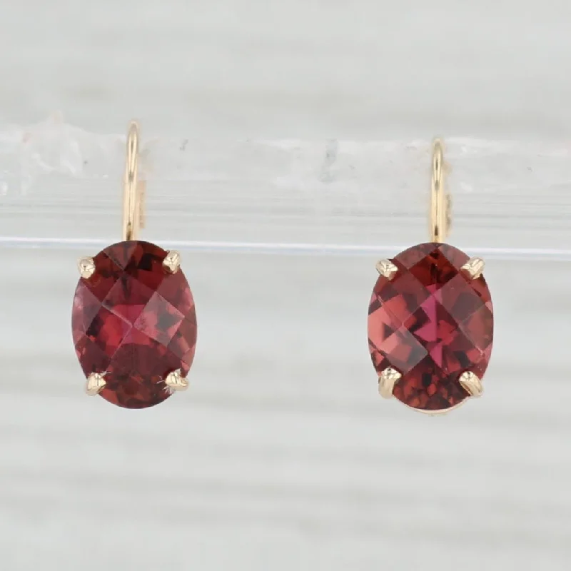 women's earrings with floral design -2.70ctw Oval Pink Tourmaline Earrings 14k Yellow Gold Leverbacks Drops