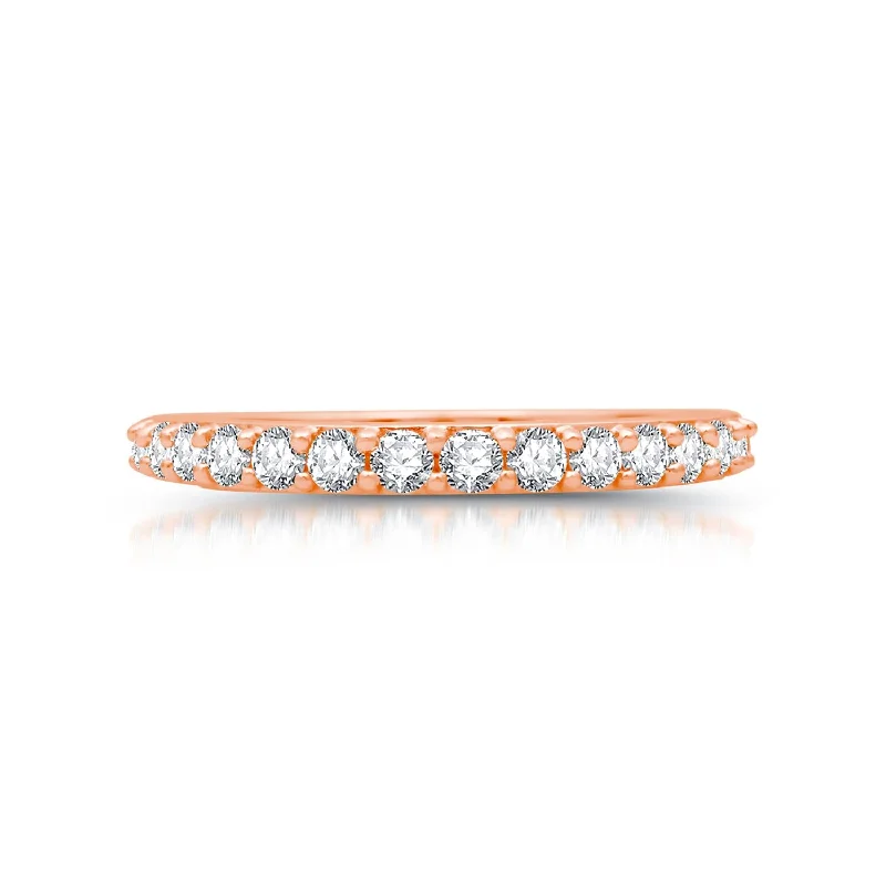 women's engagement rings with sparkle detail -1/2 CTW Diamond Anniversary Ring in 10KT Rose Gold