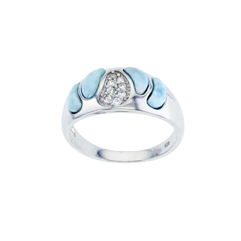 women's rings with infinity design -Larimar Stone-Set Ring (Silver)