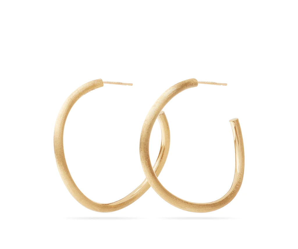 women's earrings with floral design -Marco Bicego Jaipur Collection Gold Medium Hoop Earrings