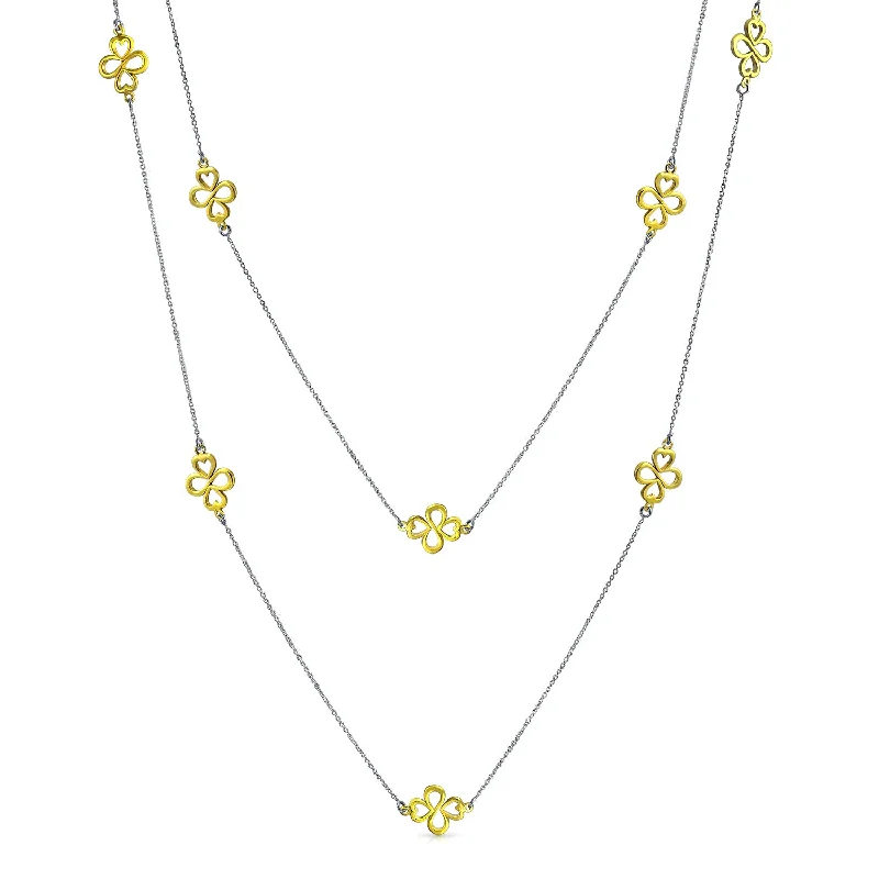 women's necklaces with star-shaped pendant -Ayllu Amulet Strand Necklace Heart Infinity Clover Sterling Silver Two-Tone