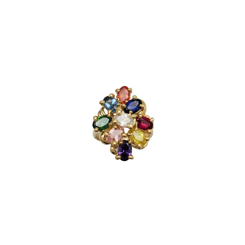 women's rings with heart-shaped gemstone -Multi-Color Cocktail Ring (14K)