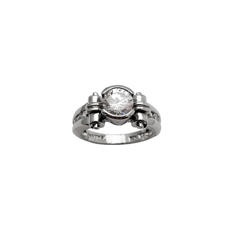 women's rings gold -Bezel Zirconia Lady Ring (Silver)