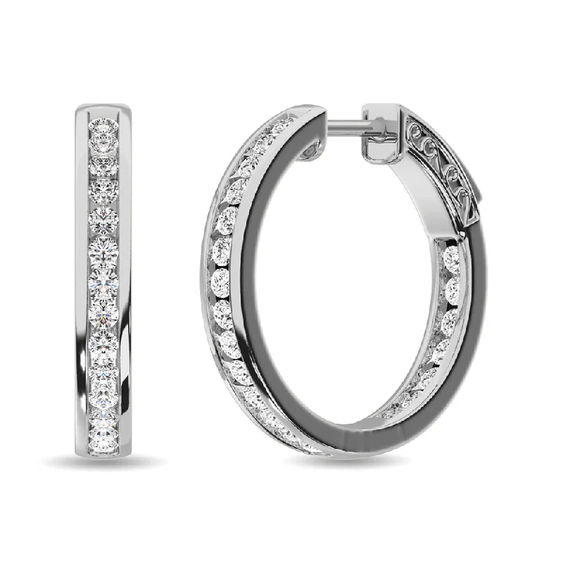 women's earrings with elegant diamonds -Diamond 2 ct tw Hoop Earrings in 14K White Gold