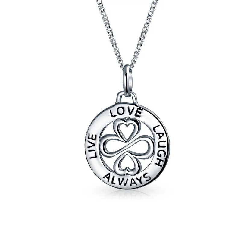 women's necklaces with round stone -Ayllu Amulet Heart Infinity Clover Pendant Necklace for Love and Luck Sterling Silver