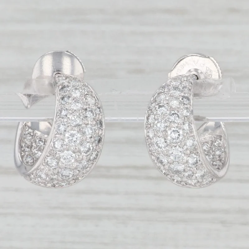 women's earrings with vintage hoop -New 2ctw VS Inside Out Diamond Hoop Earrings 950 Platinum Pierced Screw Backs