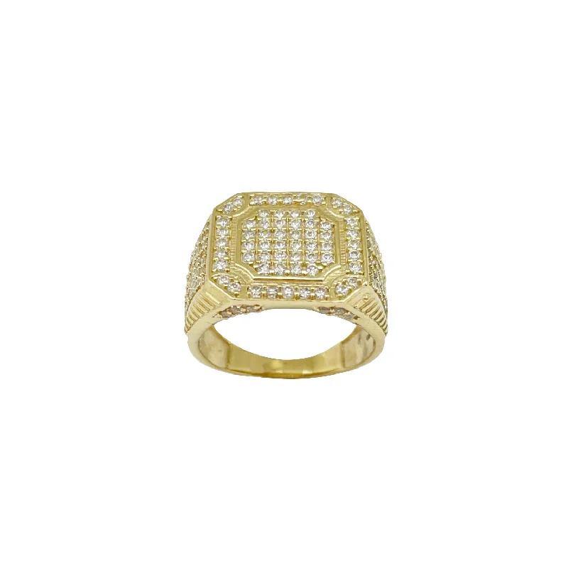 women's rings with floral design -Zirconia Square Men's Ring (14K)