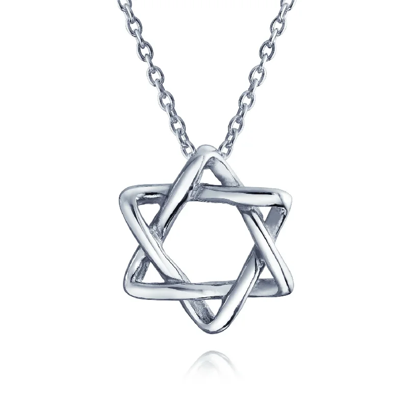 women's necklaces with art deco design -Classic Religious Judaica Star of David Pendant Necklace in Sterling Silver