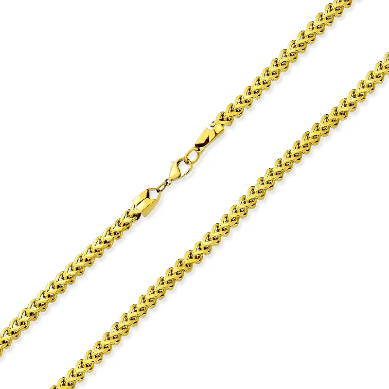 women's necklaces with large gemstone -14K Gold Plated Black Stainless Steel Chain Necklace for Men - 5MM Curb Foxtail