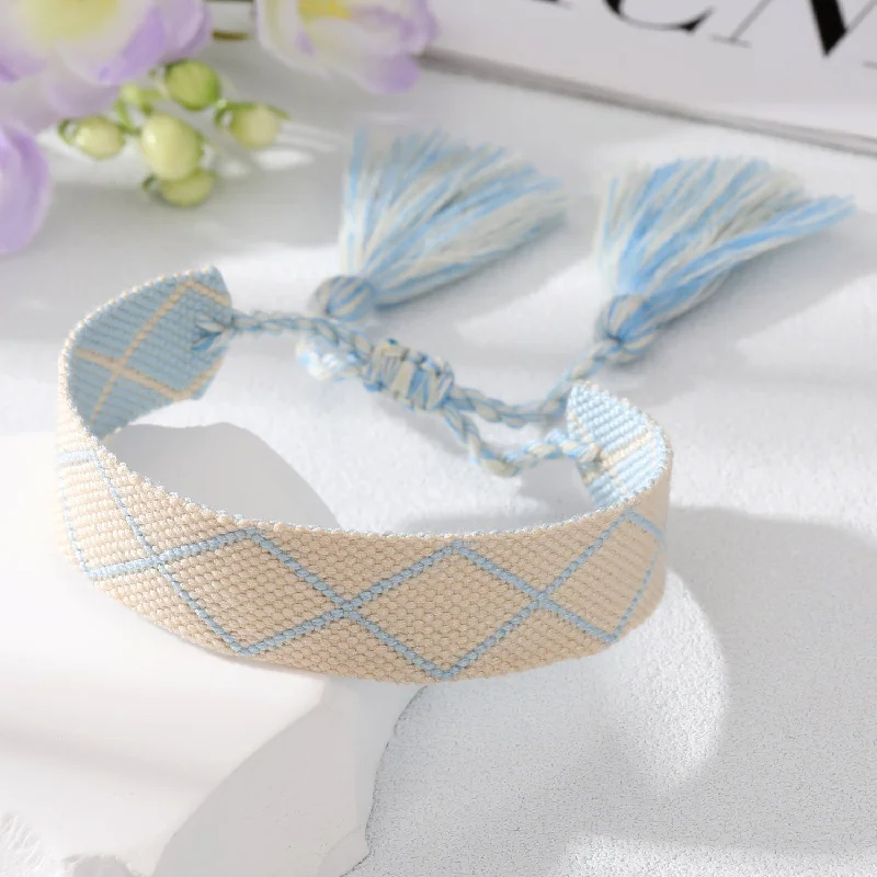 Beige Blue Rhombus Bracelet 7