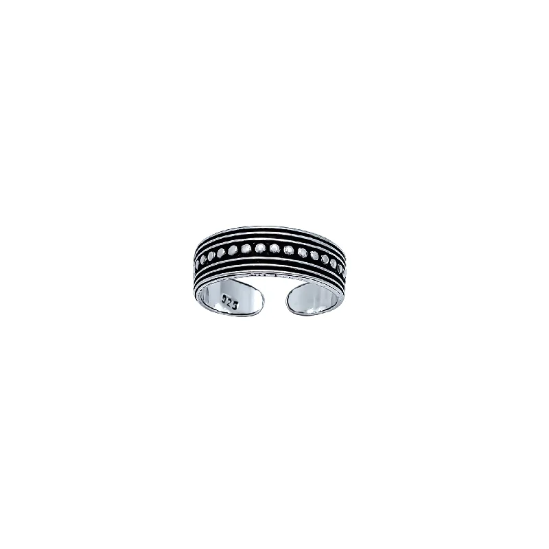 women's rings with intricate design -Beaded Stacking Toe Ring (Silver)