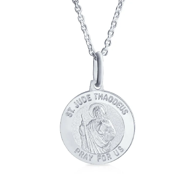 women's necklaces with elegant design -Saint Jude Thaddeus Pendant Necklace - Sterling Silver Religious Medal for Men