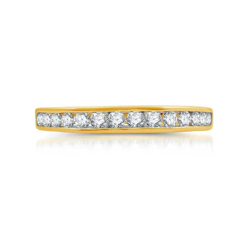 women's engagement rings with hidden diamond accent -1/2 CTW Diamond Anniversary Ring in 10KT Yellow Gold