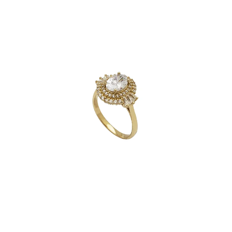 women's rings with princess-cut stone -Finned CZ Ring (14K)