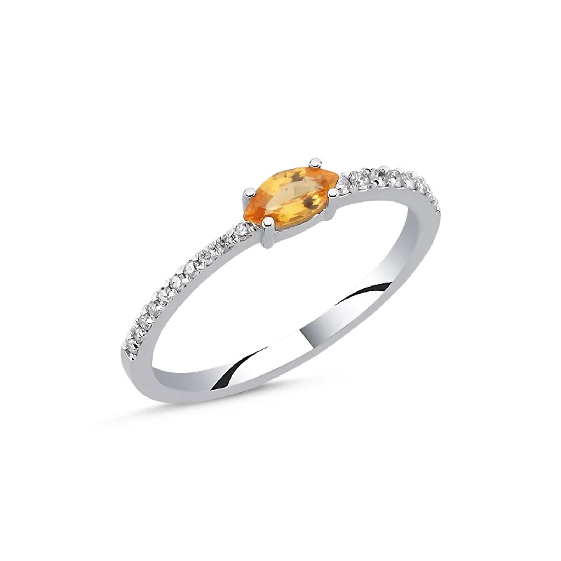 women's engagement rings with side gemstone accents -Orange with Diamonds Ring