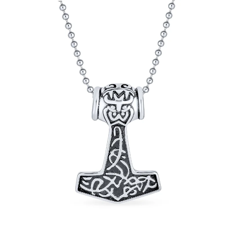 women's necklaces with unique charms -Protection Amulet Celtic Knot Viking Necklace Thors Hammer Pendant for Men