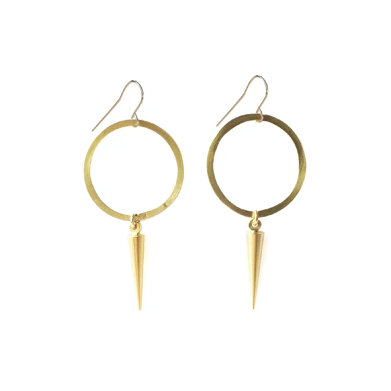 women's earrings with modern design -Circle Drop Spike Earrings