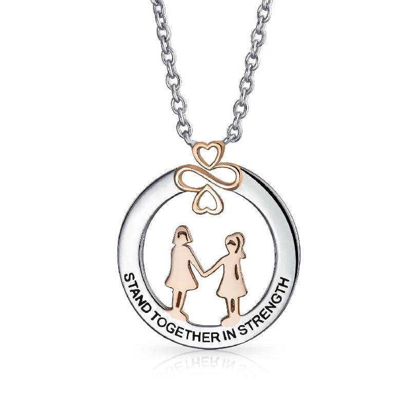 women's necklaces with clasp closure -Ayllu Stand Together in Strength BFF Pendant Necklace Rose Gold Silver