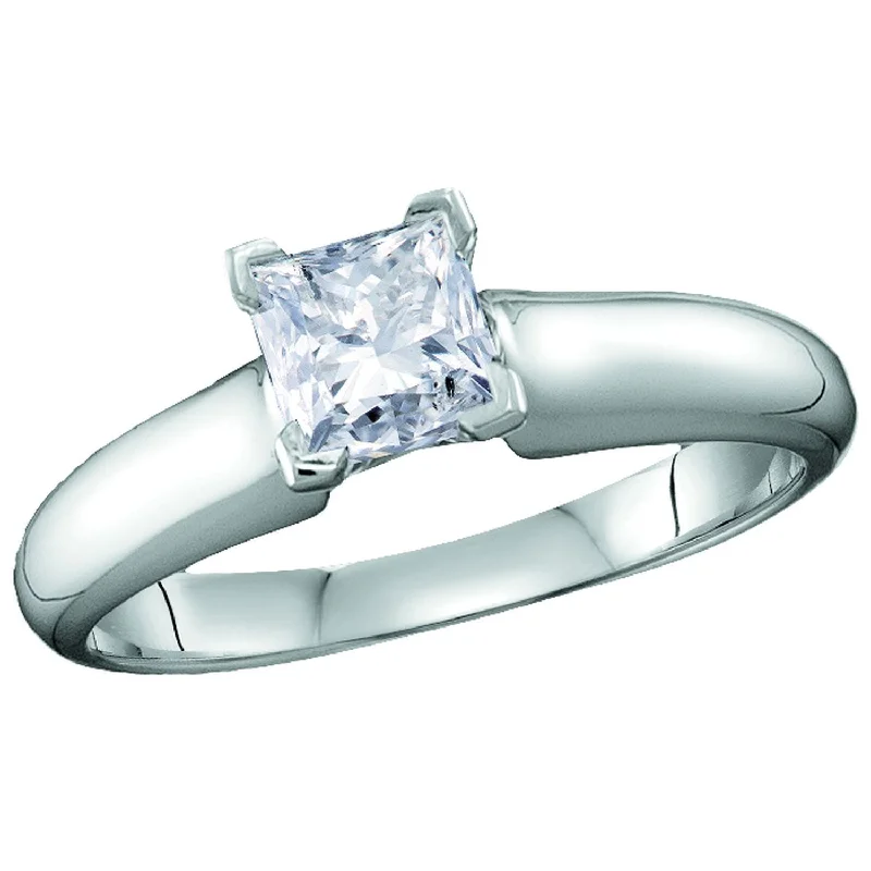 women's engagement rings with modern style -Signature 1/2 CTW Princess Cut Diamond Solitaire Ring in 14KT White Gold