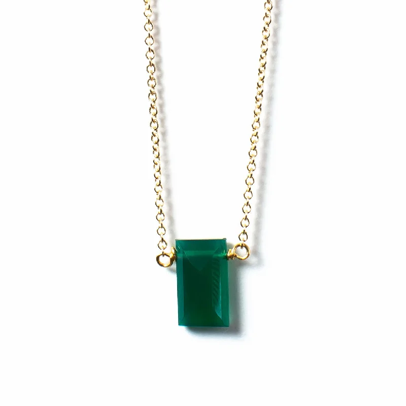 women's necklaces with classic design -Aubrey Necklace - Green Onyx