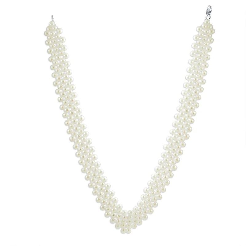 women's necklaces with luxury stones -Bridal Statement White Simulated Pearl Collar Necklace for Weddings and Proms