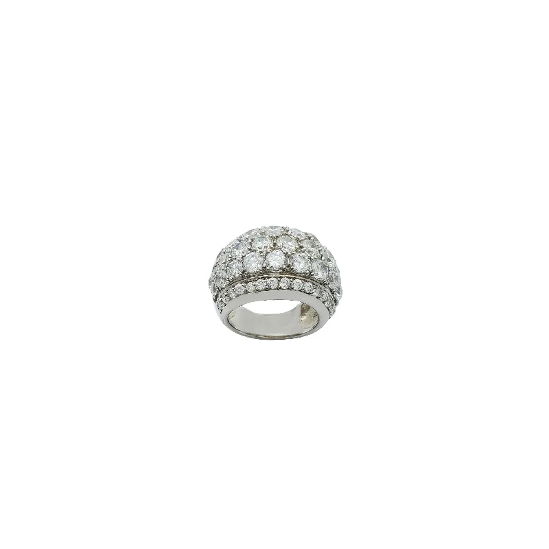 women's rings with vintage-inspired band -Pave Concave Fash Pave Ring (Silver)