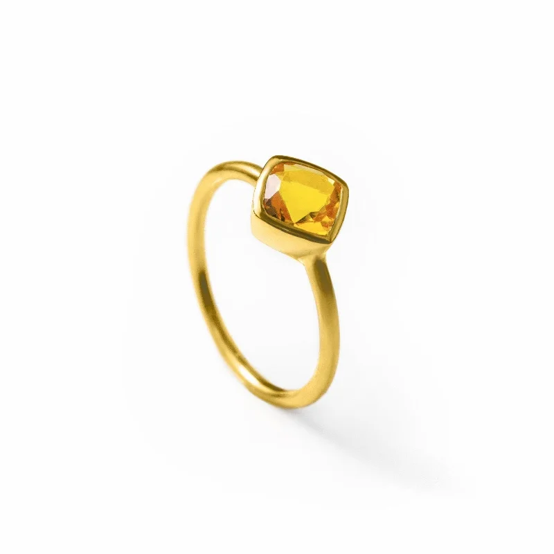 women's engagement rings with contemporary style -Diamond Shape Citrine Stacking Ring | November Birthstone, Custom diamond birthstone ring for mom, Sterling Silver, 18k Gold Vermeil Gemstone Ring