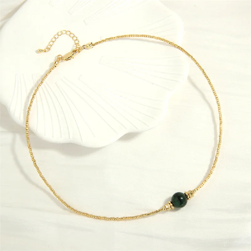 Green Tiger Eye Miyuki Bead Necklace