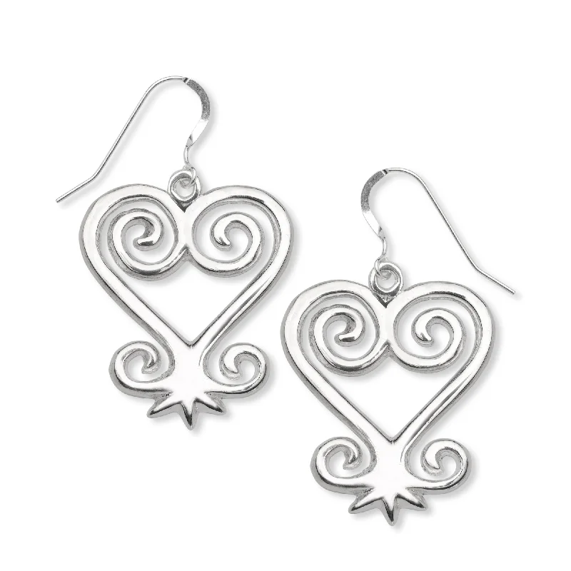 women's earrings with square studs -Sankofa .925 Sterling Silver Earrings, Andinkra Symbol