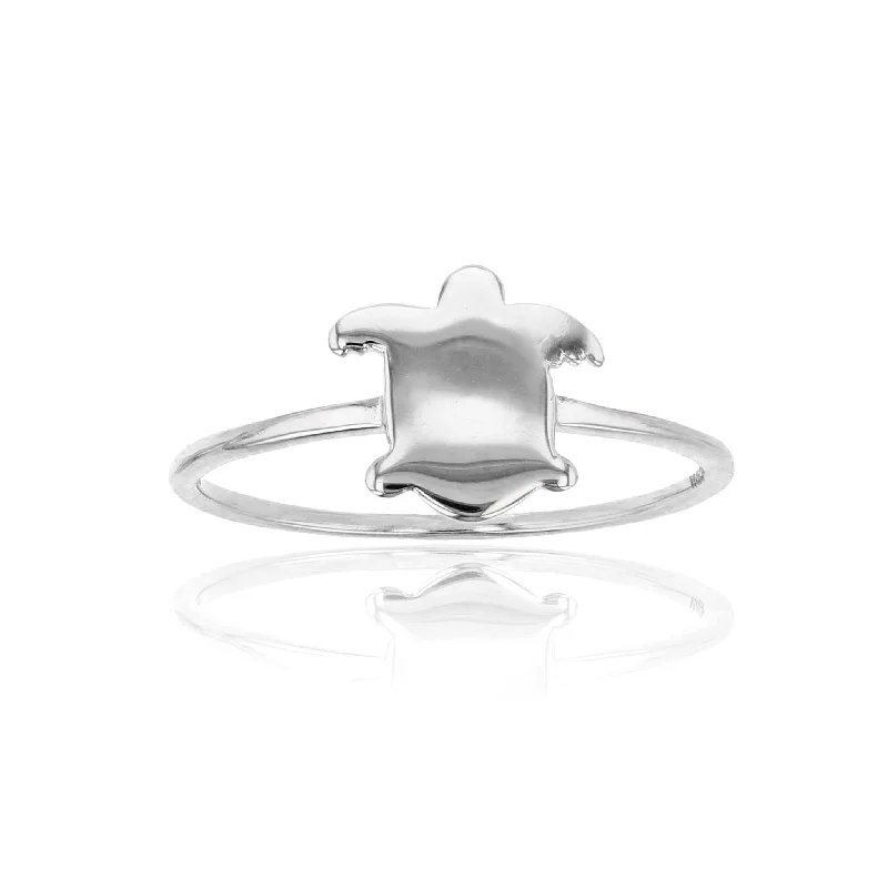 women's rings with statement design -Silhouette Turtle Ring (Silver)