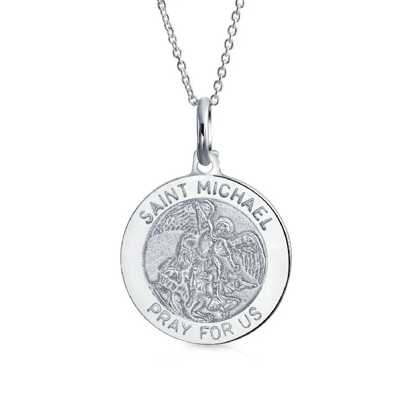 women's necklaces with adjustable chain -Saint Michael Military Police Security Medal Sterling Silver Pendant Necklace